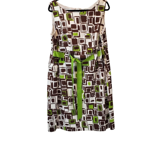 🔥New Jessica Howard Brown and Green Geometric Midi Dress Size 18W - Picture 1 of 4